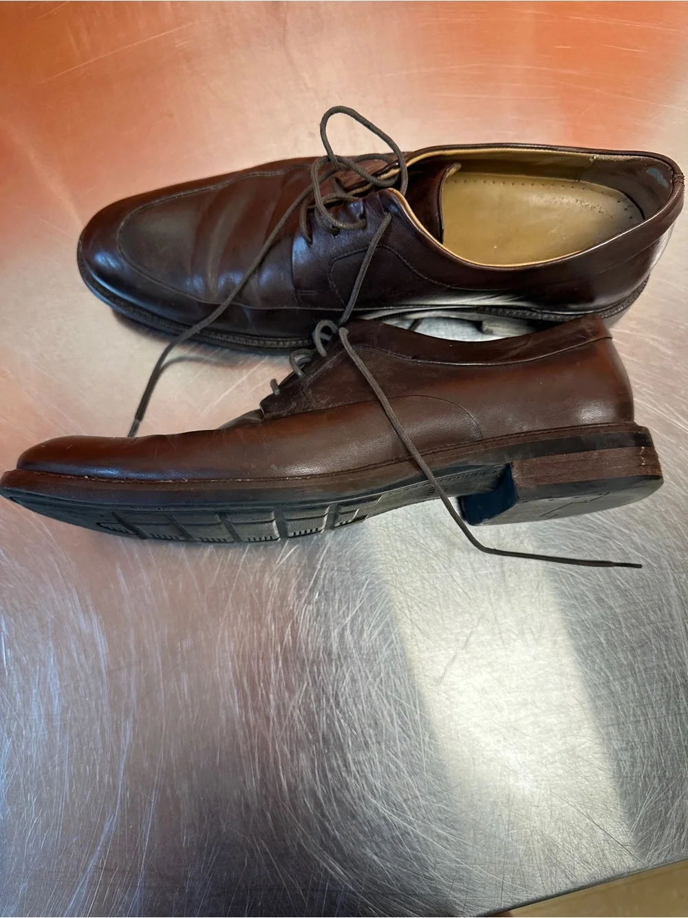 Cole Haan Grand.OS Brown Leather Apron Toe Derby Dress Shoes Men’s 9.5M